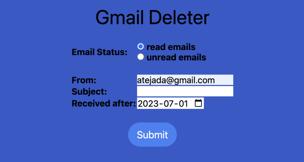 Delete Emails with Ruby with parameters